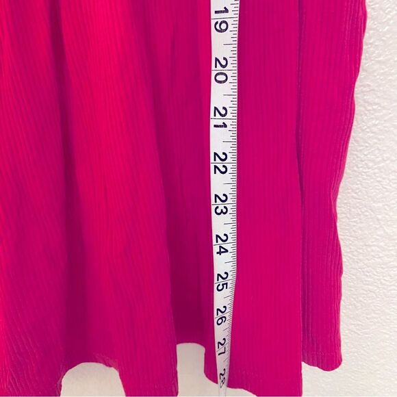 Old Navy hot pink Rib Knit Fit Flare Dress crew neck short sleeve size 10/12 - Picture 5 of 8